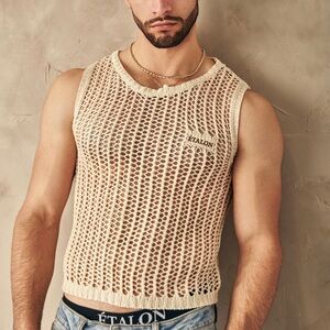 NWT ÉTALON BY STEVE CANAR 
Men Knitted Sweater Black SZ Large Beige